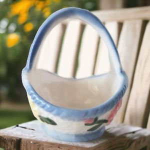 Mini Basket Floral Ceramic Basket Pink Yellow Blue Flowers Home Decor